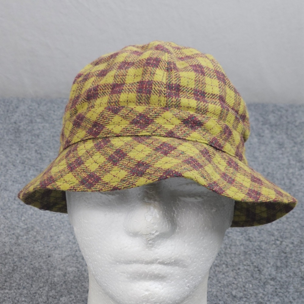 Vintage 80s Benetton Bucket Hat Medium 60cm Maroon‎ Gold Argyle Italy Retro